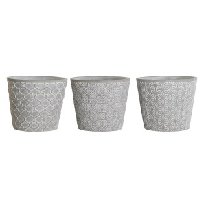 Blumentopf DKD Home Decor Grau Zement 17 x 17 x 14,5 cm (3 Stück)