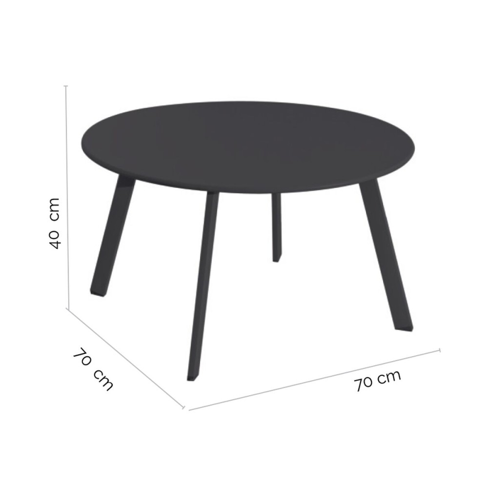 Table d'appoint Marzia Acier Graphite 70 x 70 x 40 cm