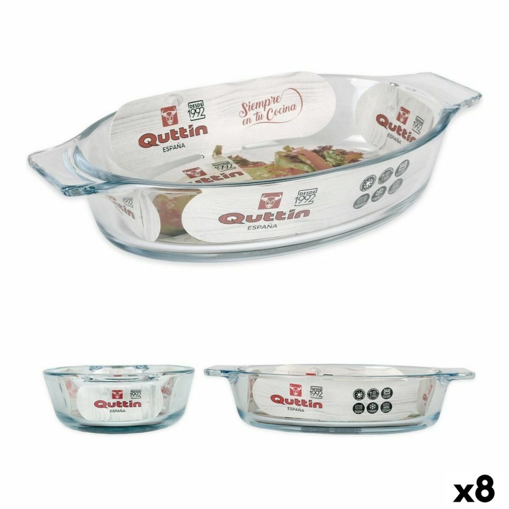 Serving Platter Quttin VEN8435476251502 Oval Glass 400 ml 20 x 11,5 x 4 cm (8 Units) (20 x 11,5 cm)