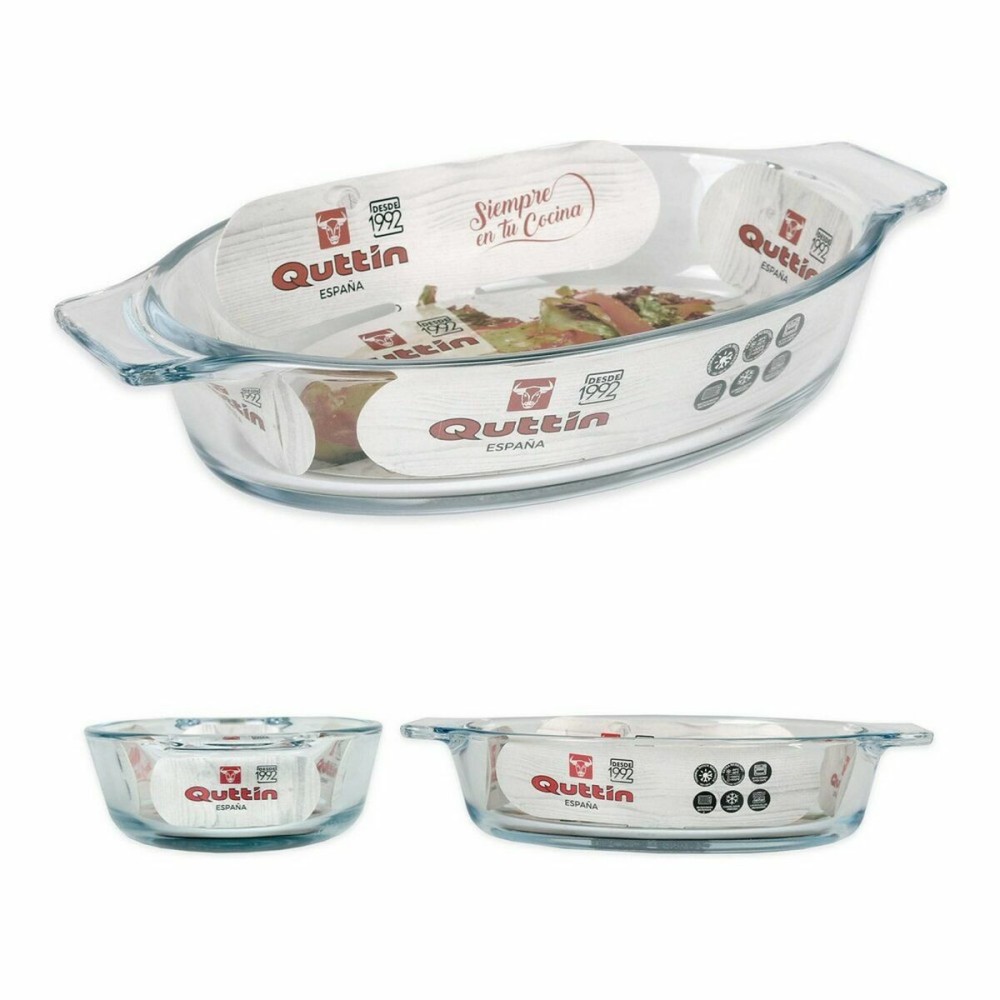 Serving Platter Quttin VEN8435476251502 Oval Glass 400 ml 20 x 11,5 x 4 cm (8 Units) (20 x 11,5 cm)