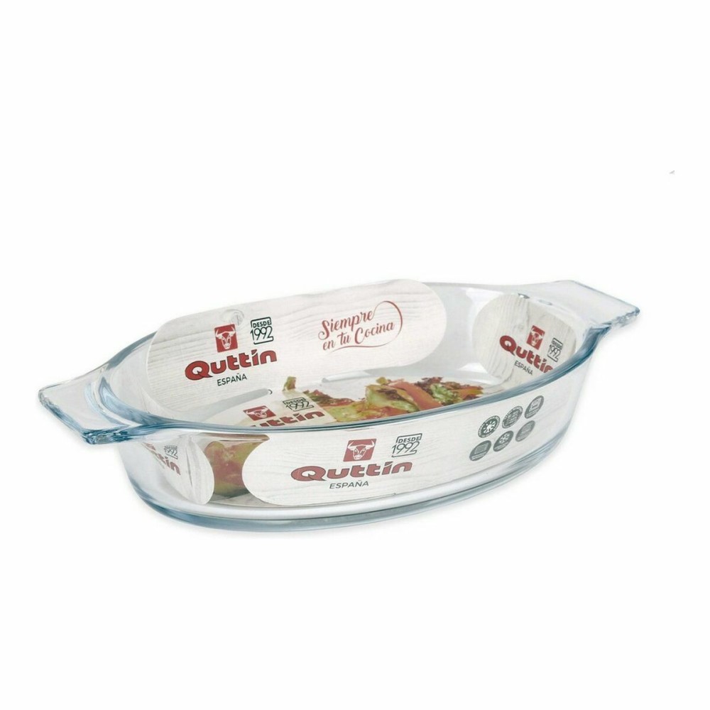 Serving Platter Quttin VEN8435476251502 Oval Glass 400 ml 20 x 11,5 x 4 cm (8 Units) (20 x 11,5 cm)