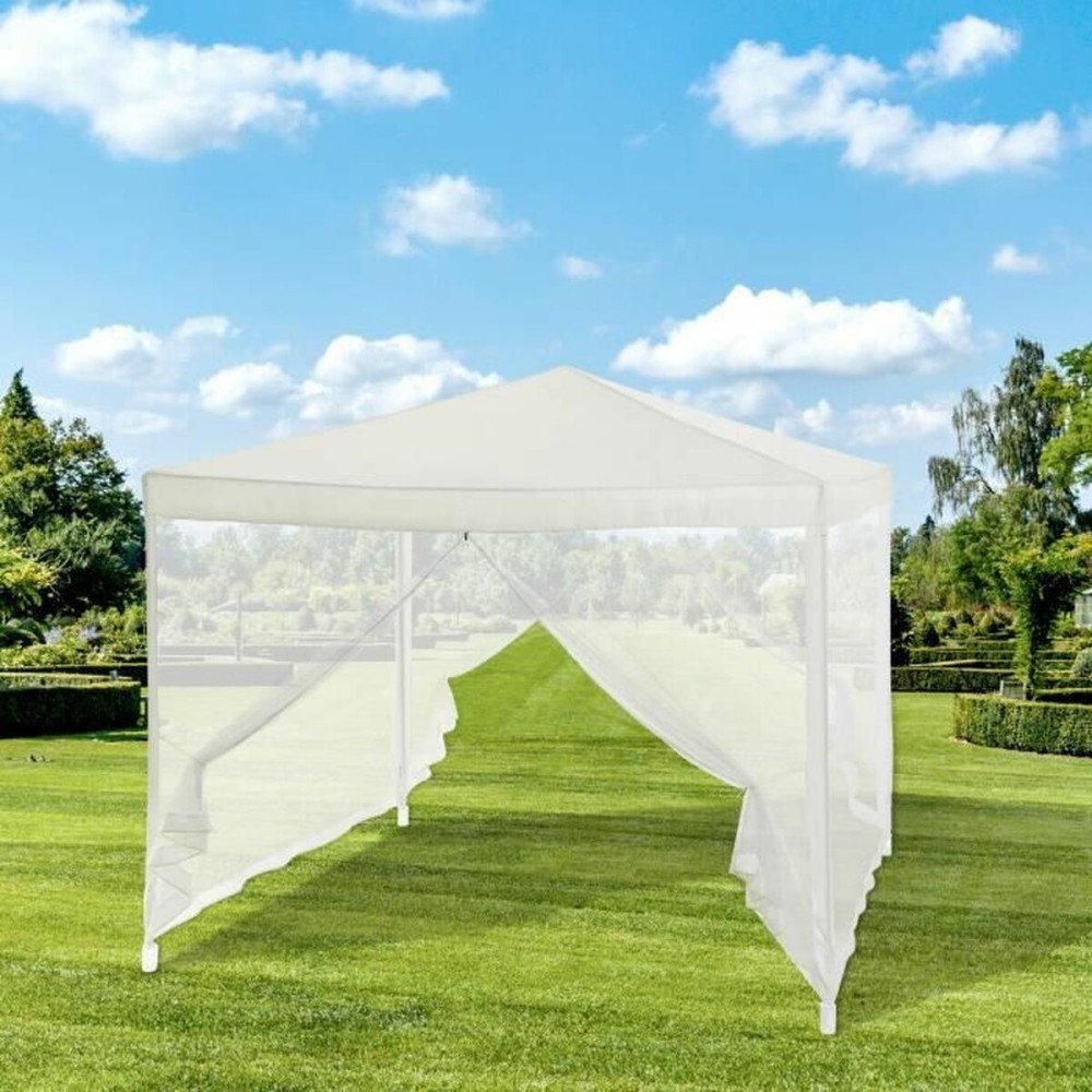 Gazebo 140 Steel 100 % polyester 3 x 3 m White