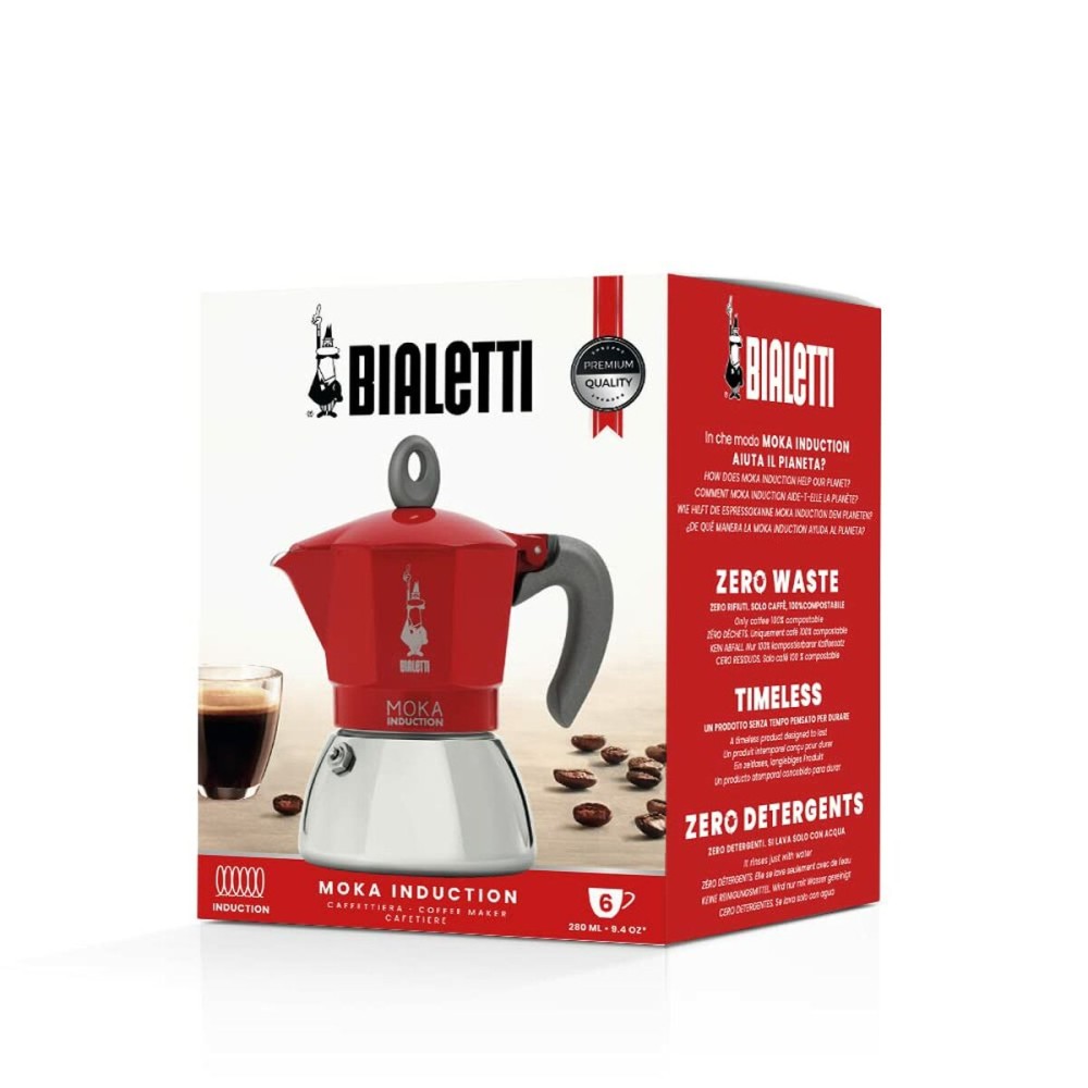 Italienische Kaffeemaschine Bialetti Moka Induction Rot Metall