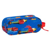 Trousse Fourre-Tout Double Cars Race ready Bleu 21 x 8 x 6 cm