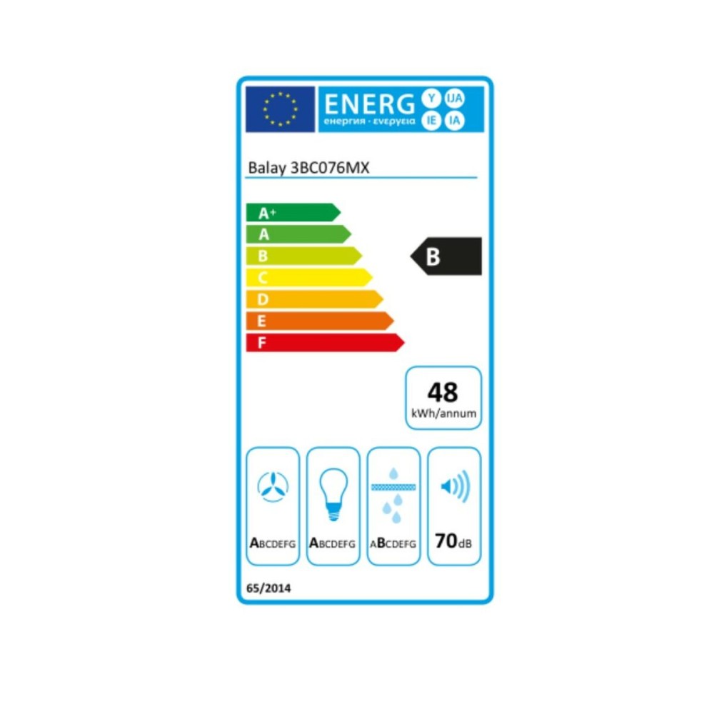 Hotte standard Balay 3BC076MX 75 cm 590 m3/h 70 dB 220W Acier