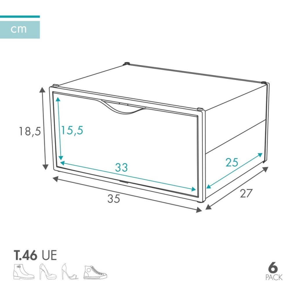 Stackable shoe box Max Home White 6 Units polypropylene ABS 35 x 18,5 x 27 cm