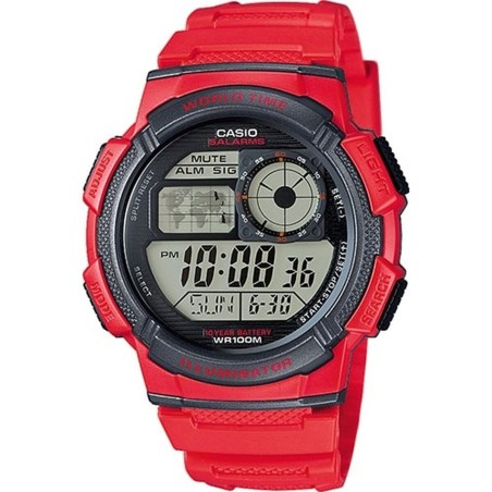 Herrenuhr Casio WORLD TIME ILLUMINATOR Rot (Ø 43 mm)