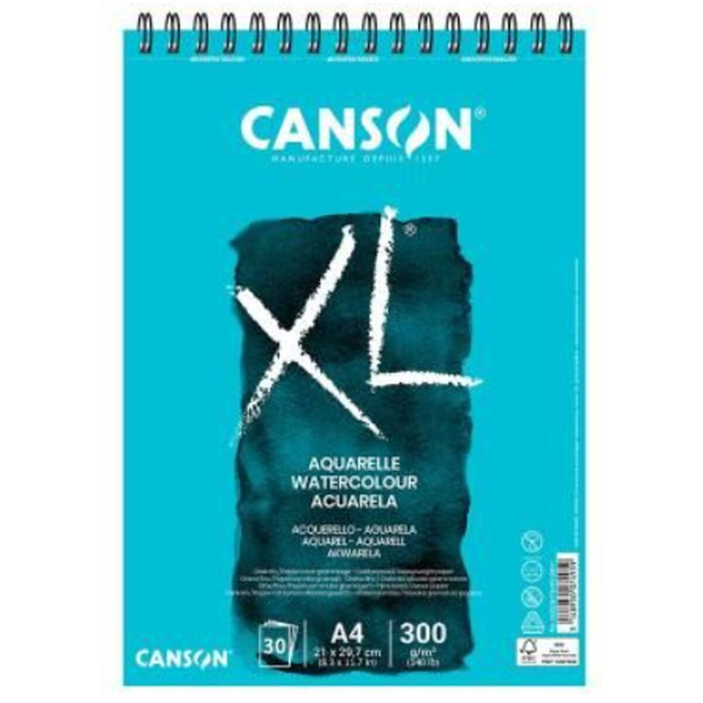 Drawing Pad Canson XL Aquarelle 20 Sheets White A5 5 Units 300 g/m² 148 x 210 mm