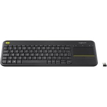 Tastatur Logitech K400 Plus Schwarz Wireless Bluetooth Touchpad AZERTY TV Französisch