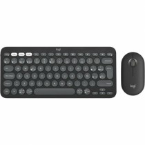 Keyboard and Wireless Mouse Logitech Pebble 2 Combo Spanish Qwerty Black Grey Graphite