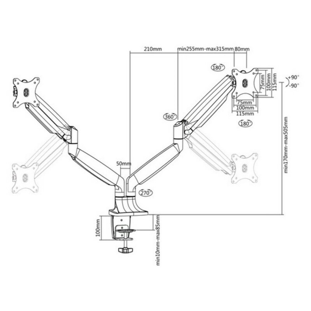 Bildschirm-Träger für den Tisch TooQ DB3132TNR-S 13" - 32"