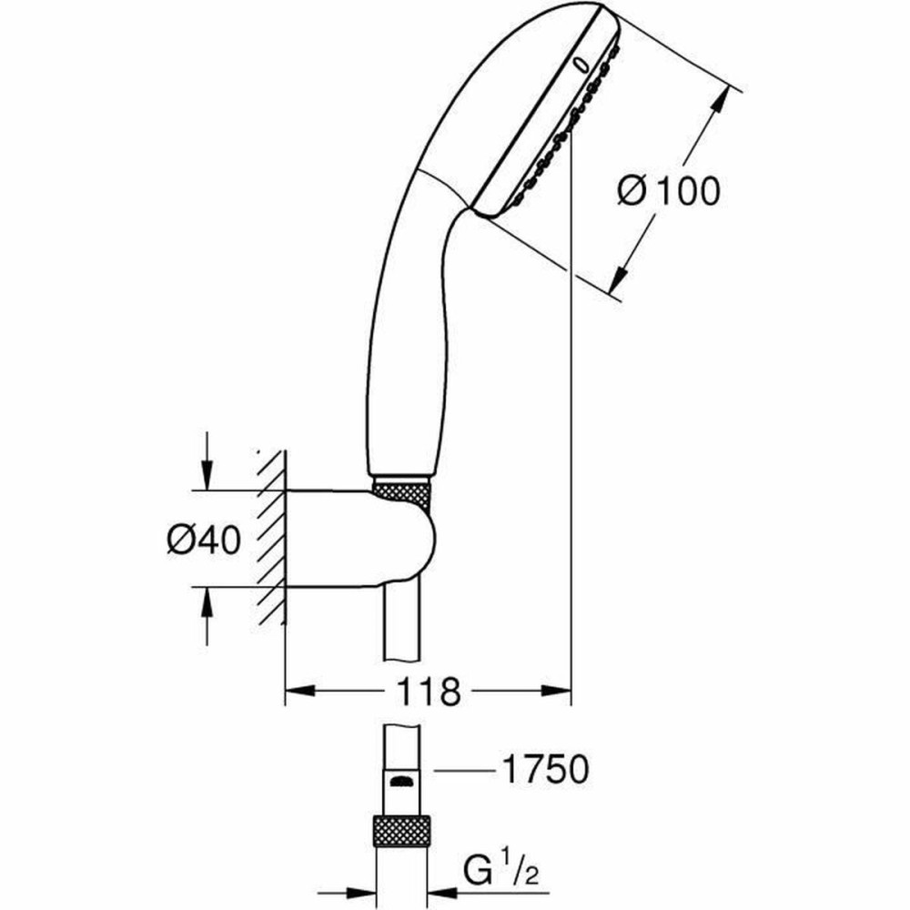 1 douchette avec tube d'écoulement Grohe 26198000 1 Position