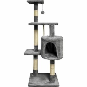 Scratching Post for Cats Paloma Dark Grey Polyester Plush Wood (1 Unit)