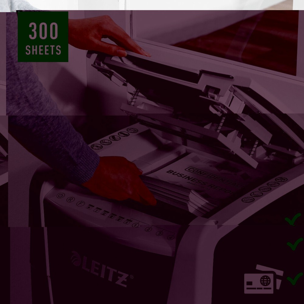 Micro-Cut Paper Shredder Leitz IQ 300 Autofeed P5 60 L