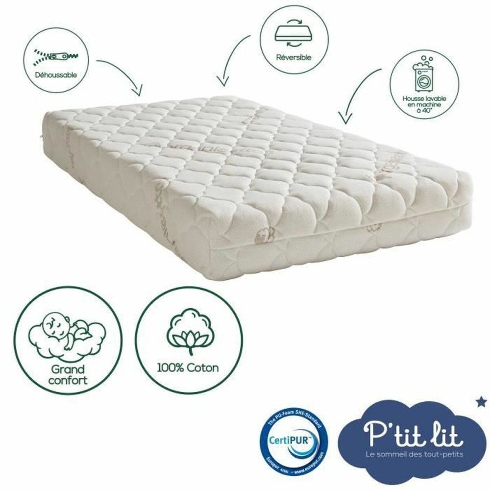 Matelas pour lit de bébé P'TIT LIT Organic Cotton 120 x 60 cm