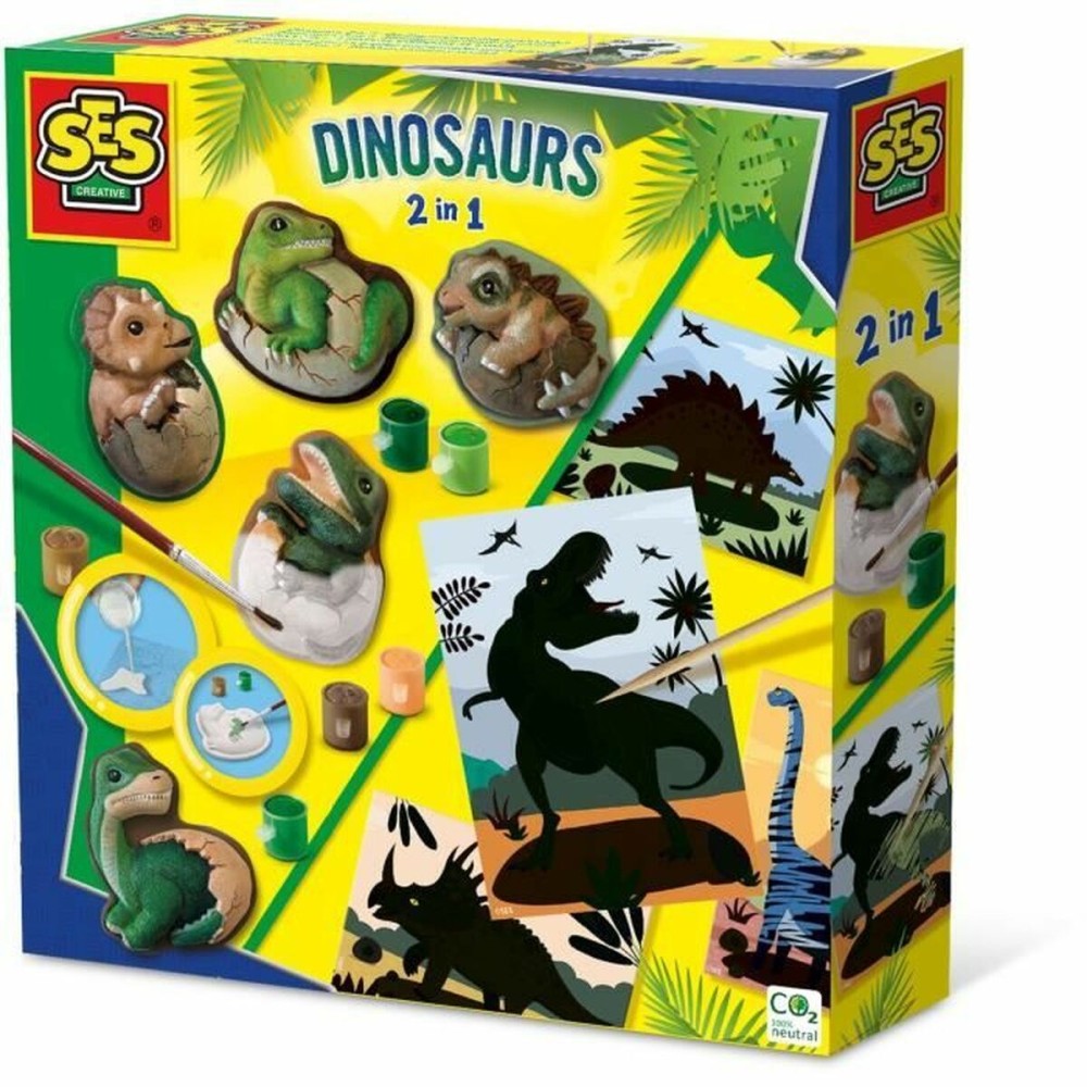 Drawing Set SES Creative 2 in 1 Dinosaurs