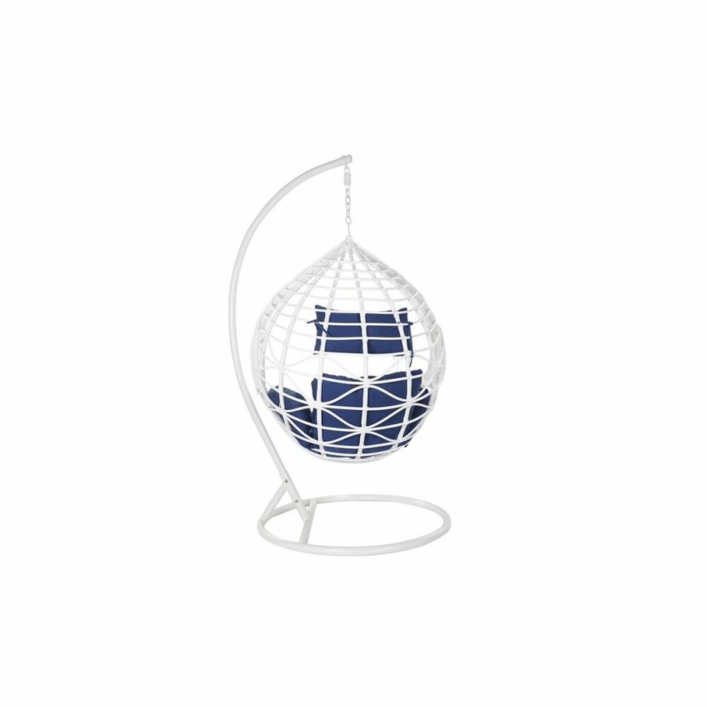 Hängender Gartenstuhl DKD Home Decor Marineblau Weiß Aluminium Synthetischer Rattan 90 x 70 x 110 cm (107 x 107 x 198 cm)