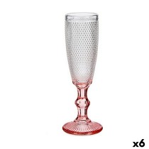 Coupe de champagne Vivalto Rose Transparent verre 180 ml Points (6 Unités)