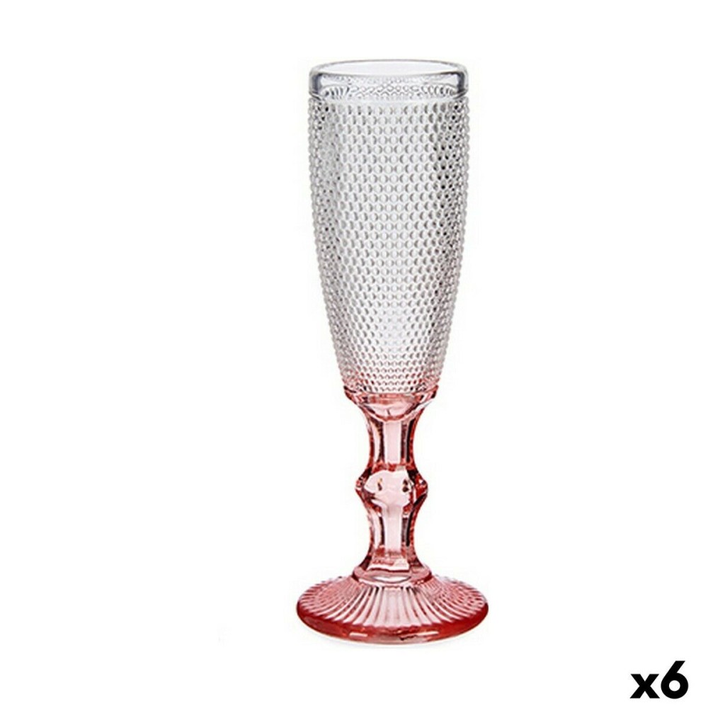 Champagne glass Vivalto Pink Transparent Glass 180 ml Points (6 Units)