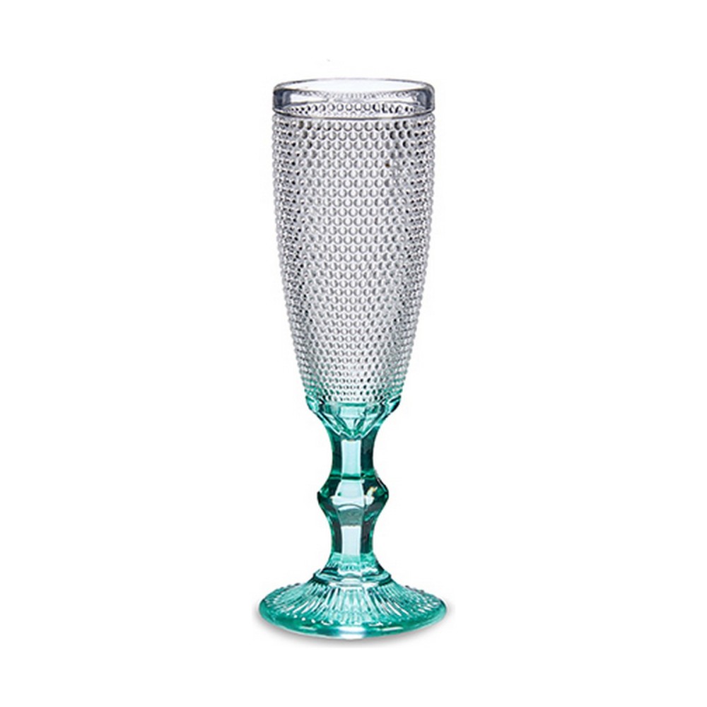 Champagne glass Vivalto Transparent Turquoise Glass 185 ml Points (6 Units)