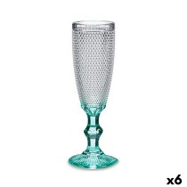 Champagne glass Vivalto Transparent Turquoise Glass 185 ml Points (6 Units)