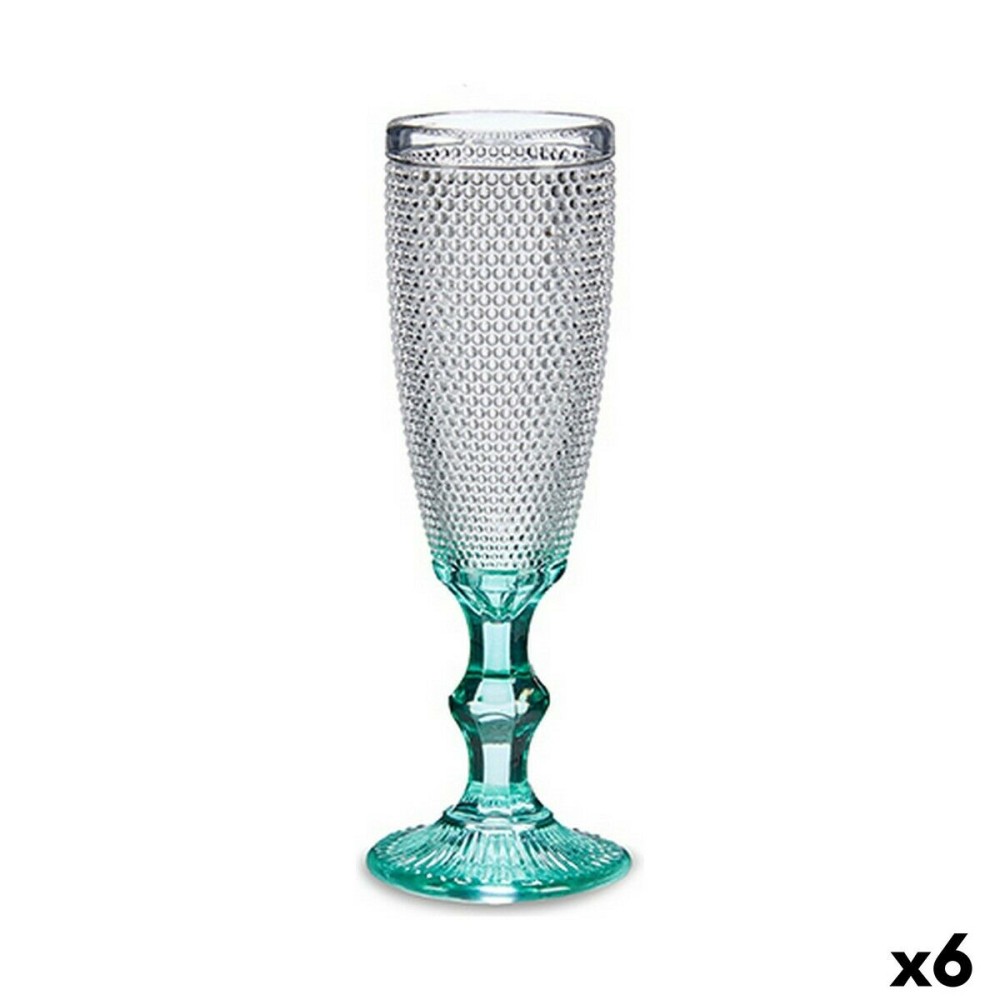 Coupe de champagne Vivalto Transparent Turquoise verre 185 ml Points (6 Unités)