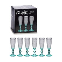 Champagne glass Vivalto Transparent Turquoise Glass 185 ml Points (6 Units)