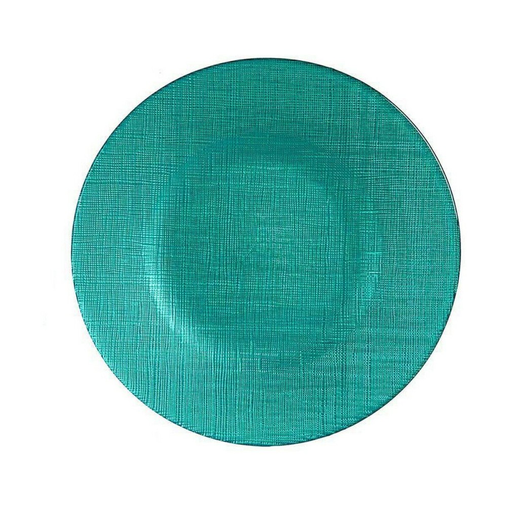 Assiette plate Vivalto 323921P Turquoise verre 21 x 2 x 21 cm (6 Unités)