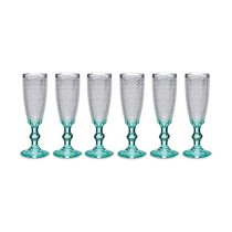 Champagne glass Vivalto PR05720ZD/BHA6 Transparent Turquoise Glass 185 ml Points (6 Units)