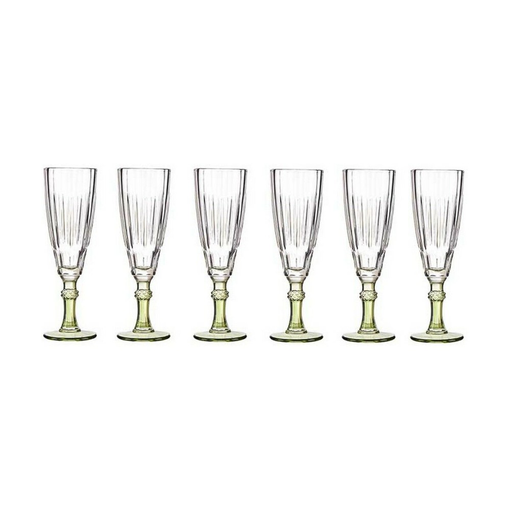 Champagne glass Vivalto Exotic Green Crystal 170 ml (6 Units)