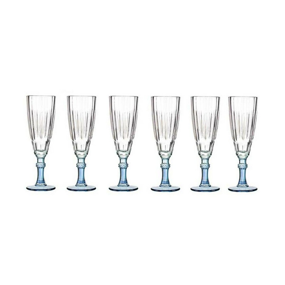 Champagne glass Vivalto Exotic Blue Crystal 170 ml (6 Units)