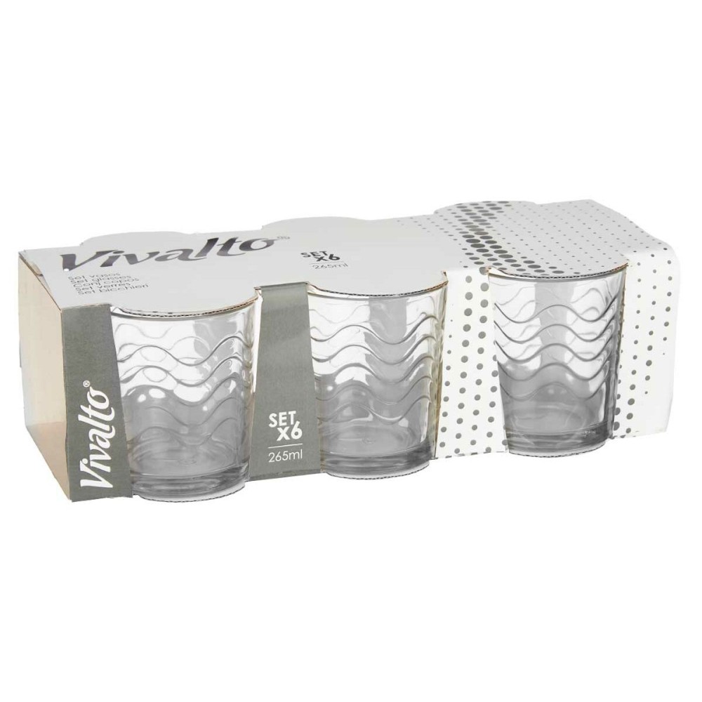 Set of glasses Vivalto 79065 Transparent Glass Waves 265 ml (8 Units)