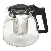 Teapot Black Transparent Silver Glass Plastic 900 ml