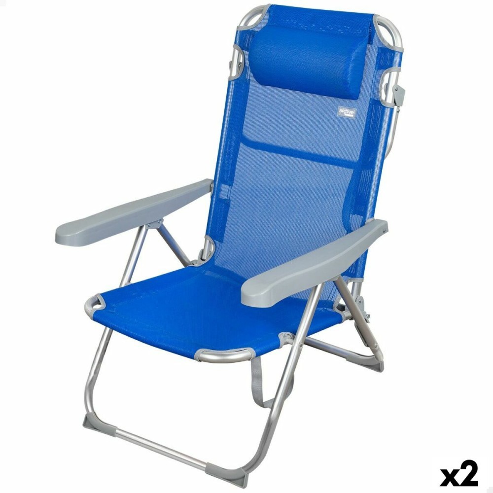 Strandstuhl Aktive Biegsam Blau 48 x 90 x 60 cm (2 Stück)