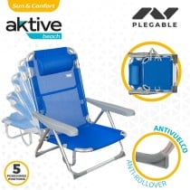 Beach Chair Aktive Foldable Blue 48 x 90 x 60 cm (2 Units)