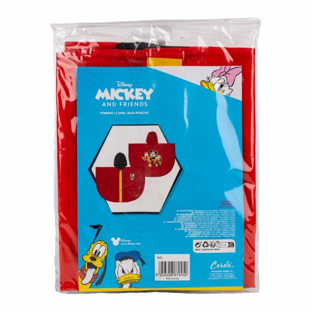 Waterproof Poncho with Hood Mickey Mouse Red