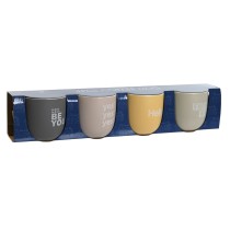 4 Piece Mug Set Home ESPRIT Yellow Beige Grey Pink Porcelain 410 ml 13 x 9 x 9,4 cm