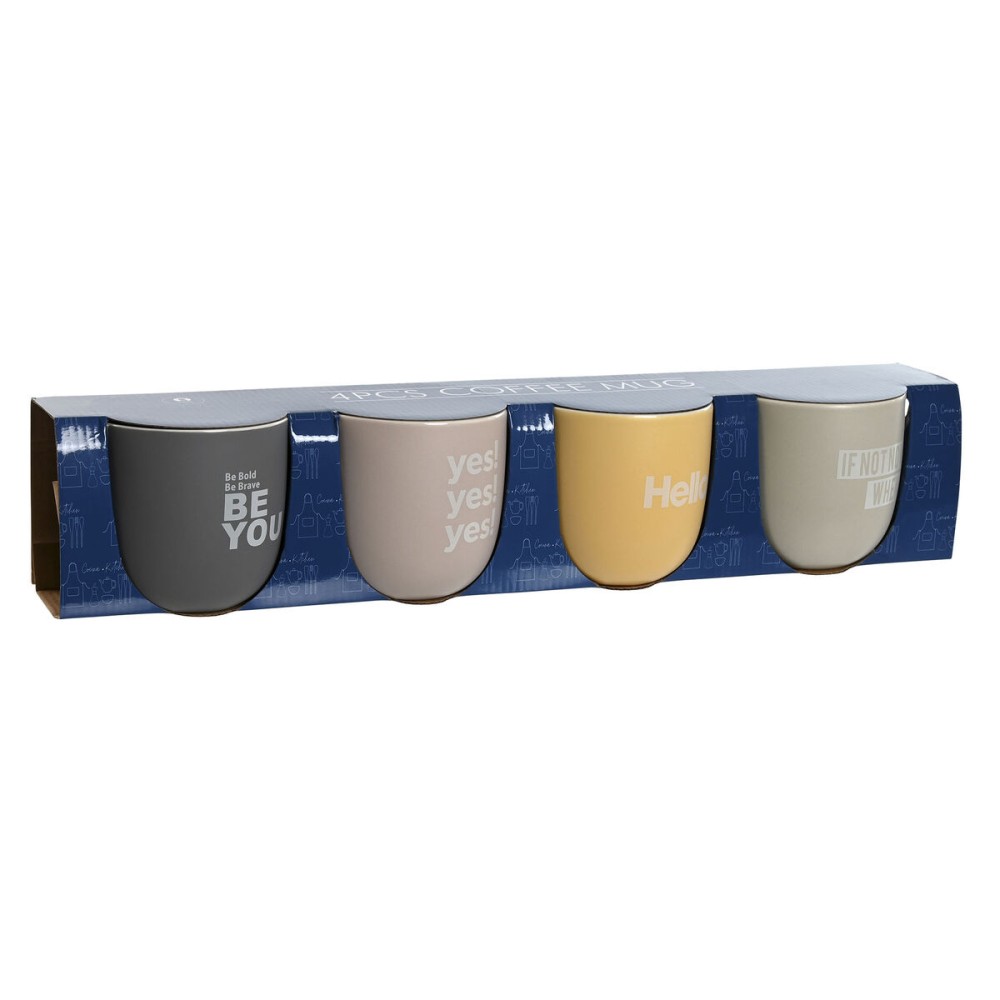 Ensemble de 4 mugs Home ESPRIT Jaune Beige Gris Rose Porcelaine 410 ml 13 x 9 x 9,4 cm