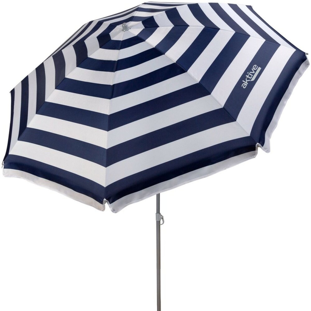 Parasol Aktive Bleu/Blanc 180 x 185 x 180 cm Acier Tissu Oxford (12 Unités)