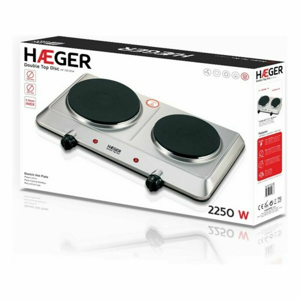 Plaque Électrique Haeger HP-02S.015A 2 Feux à gaz Rouge 2250W