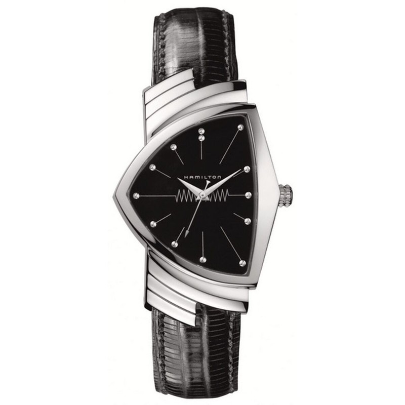 Men's Watch Hamilton VENTURA SS BLACK DIAL - BLACK LEATHER STRAP