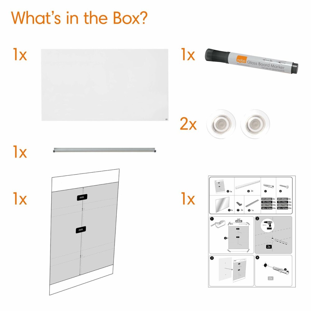 Magnetic board Nobo Impression Pro White Crystal 126 x 71 cm