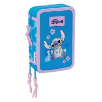 Dreifaches Federmäppchen Lilo & Stitch Hawaii Blau 12,5 x 19,5 x 5,5 cm 36 Stücke