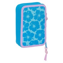 Dreifaches Federmäppchen Lilo & Stitch Hawaii Blau 12,5 x 19,5 x 5,5 cm 36 Stücke