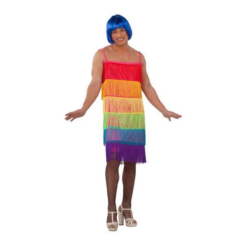 Verkleidung für Erwachsene My Other Me Rainbow  Bunt Kleid Mit Fransen Größe 54