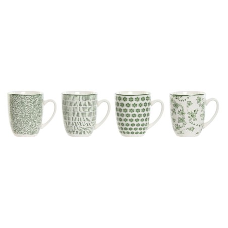 Ensemble de 4 mugs Home ESPRIT Blanc Vert Porcelaine 340 ml