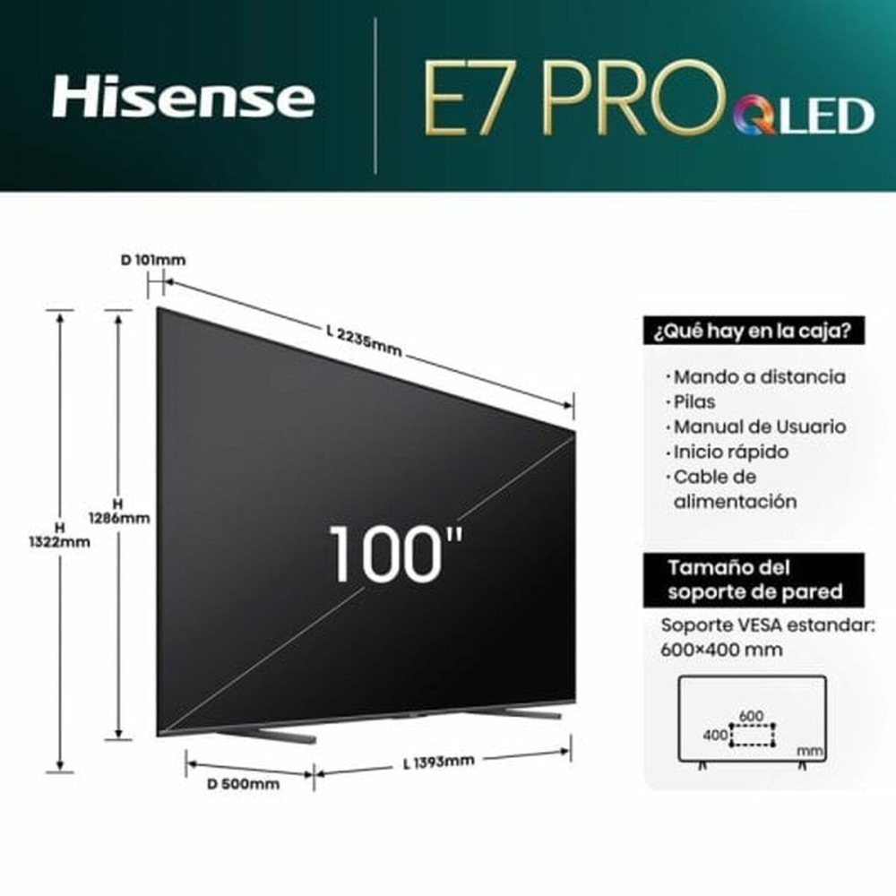 Smart TV Hisense 100E7NQ PRO 100 100" 4K Ultra HD HDR D-LED QLED