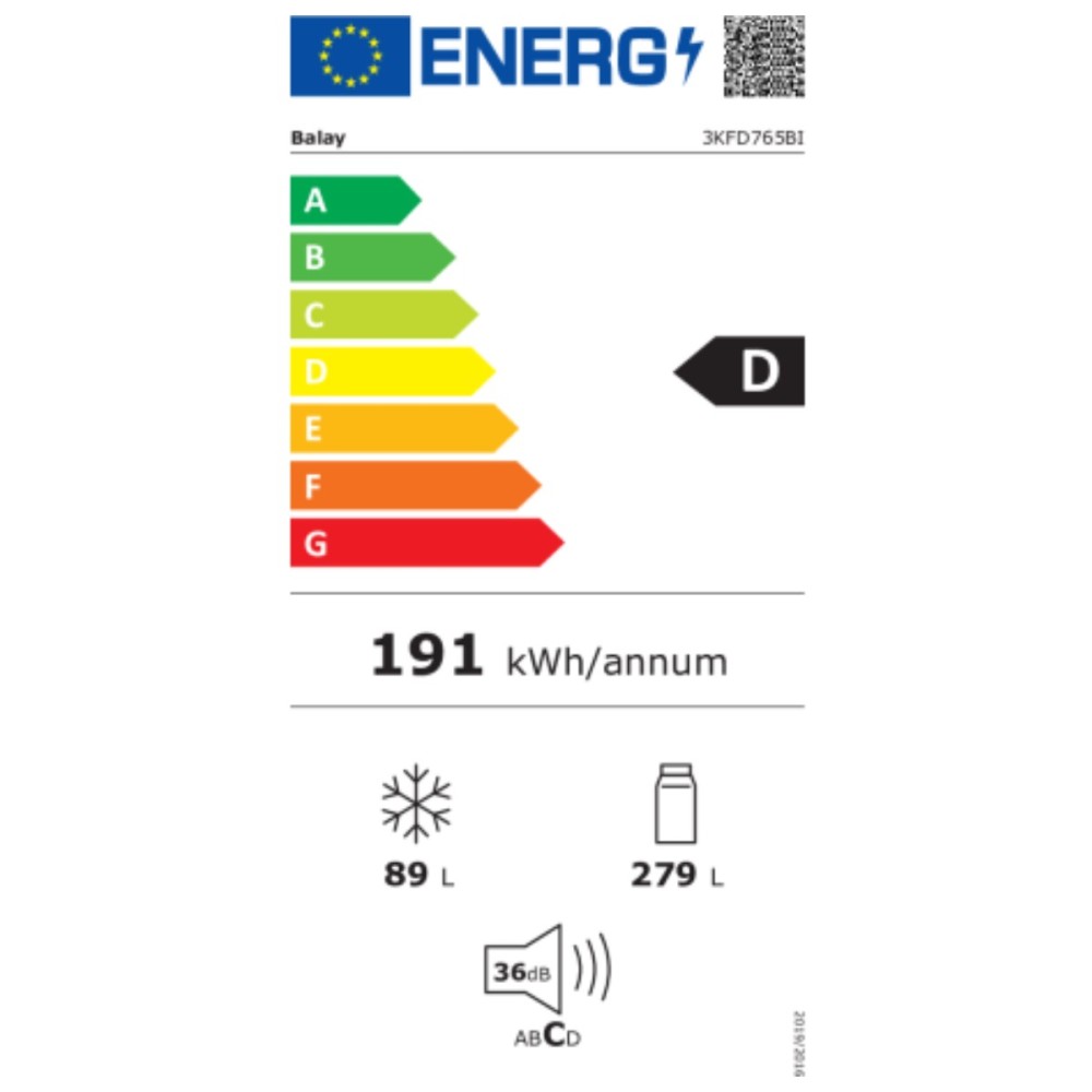 Réfrigérateur Combiné Balay 3KFD765BI Blanc (203 x 60 cm)