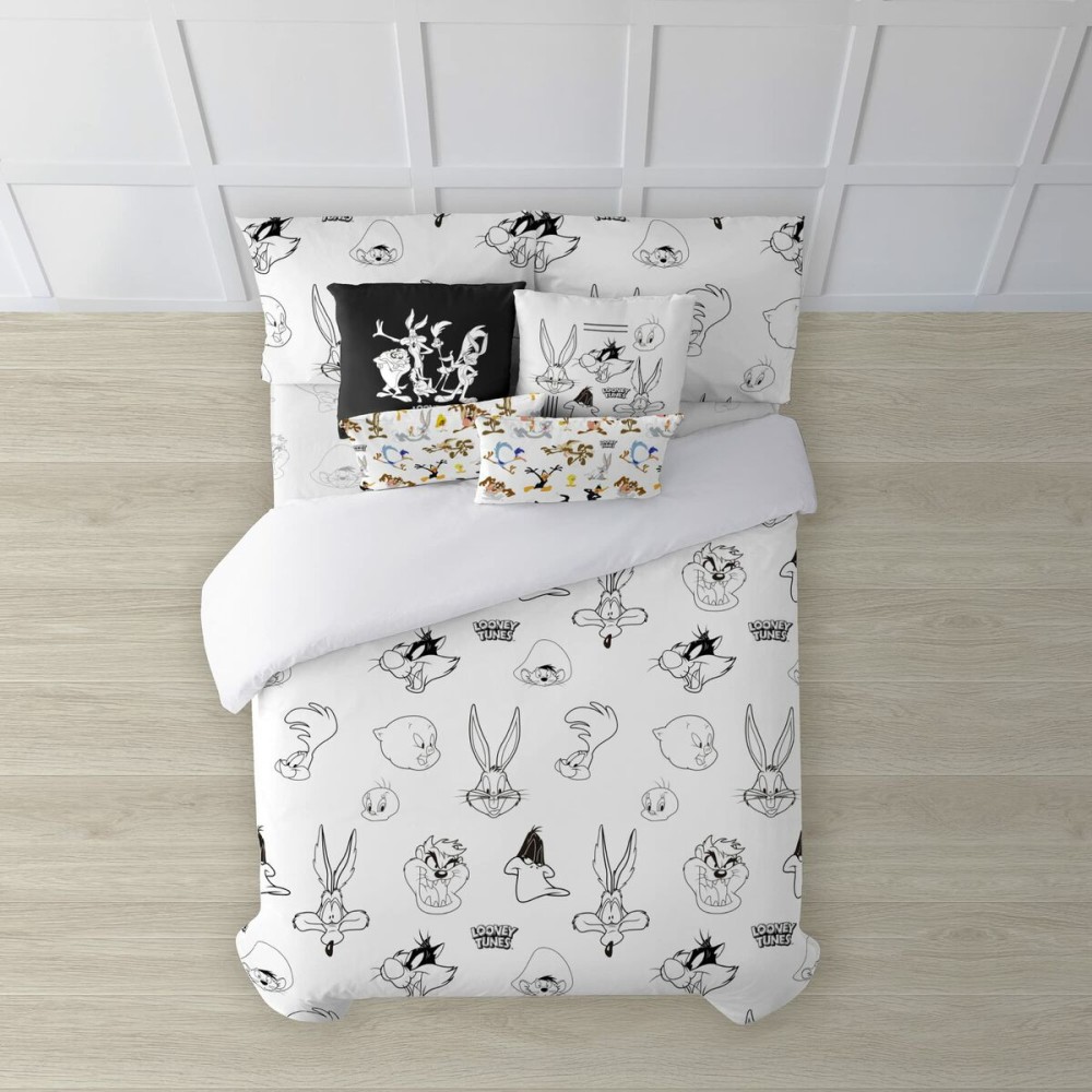 Housse de Couette Looney Tunes Looney B&W Multicouleur 175 Fils 180 x 220 cm