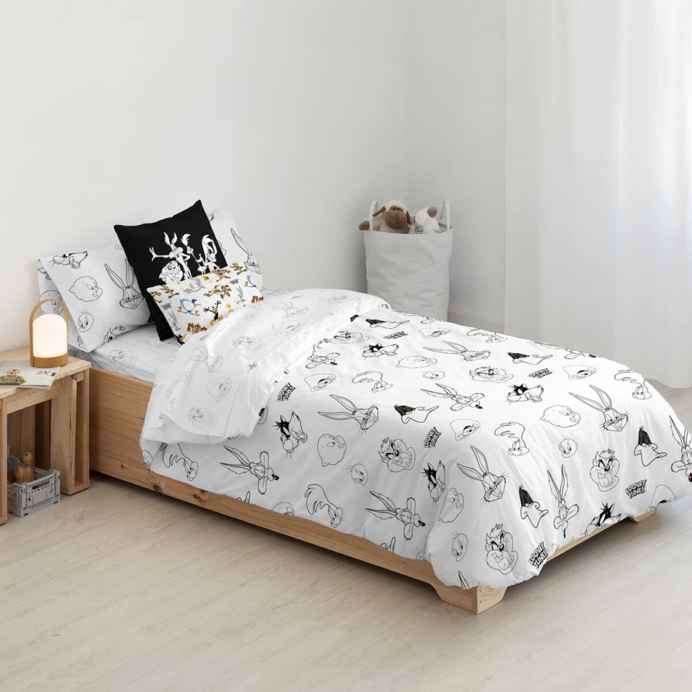 Housse de Couette Looney Tunes Looney B&W Multicouleur 175 Fils 180 x 220 cm